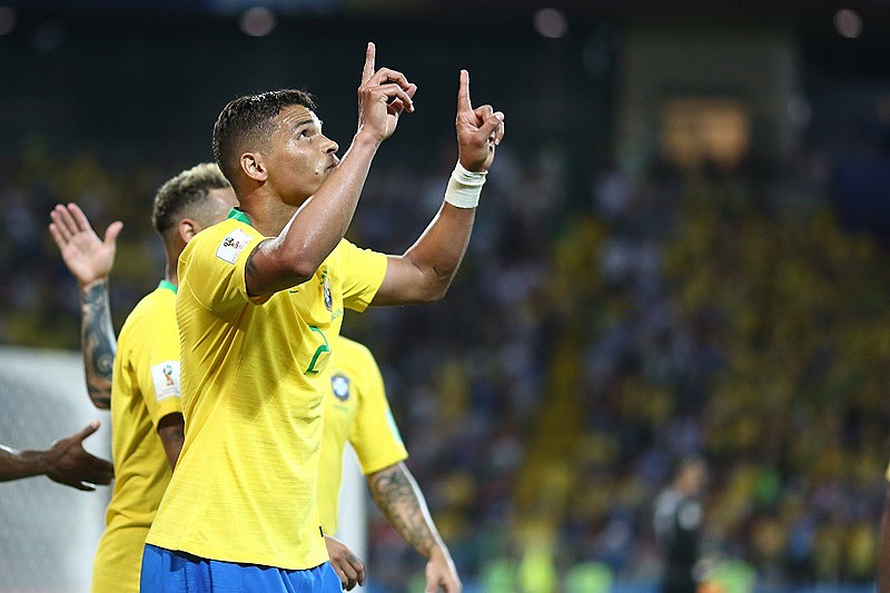 Paulinho e Thiago Silva (foto) marcaram os gols da vitória brasileira em Moscou