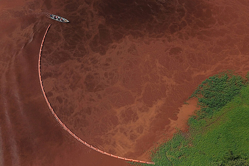 Vista aérea do Rio Parauapebas após rompimento da barragem em Brumadinho, em janeiro deste ano