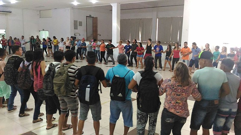 Indígenas Munduruku e Apiaká no lançamento do protocolo de consulta em Santarém (PA)