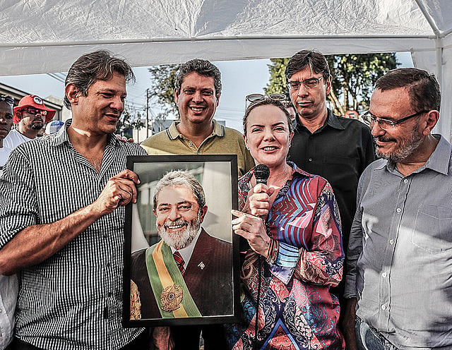 Launch of PT platform at Free Lula Vigil in Curitiba, southern Brazil