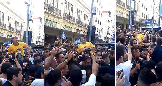 Supporters filmed attack against Bolsonaro during campaign event in Juiz de Fora on Thursday