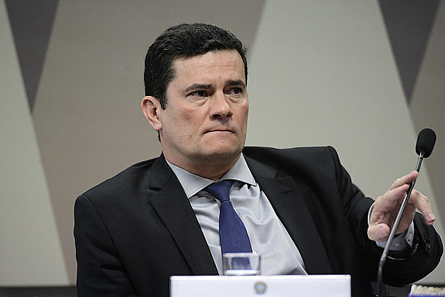 O ministro da Justiça Sérgio Moro durante sabatina no Senado, realizada na última quarta-feira (21)