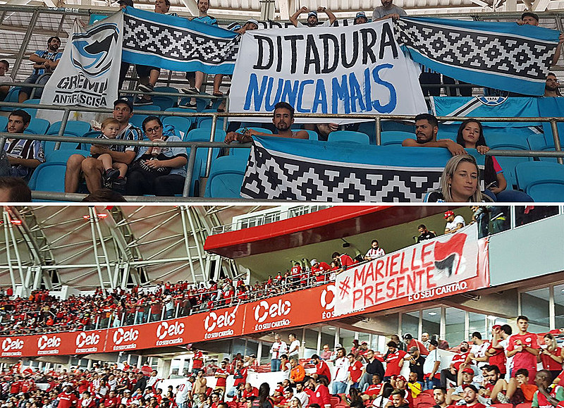 Faixas e trapos nos estádios lembram que futebol também é lugar de política