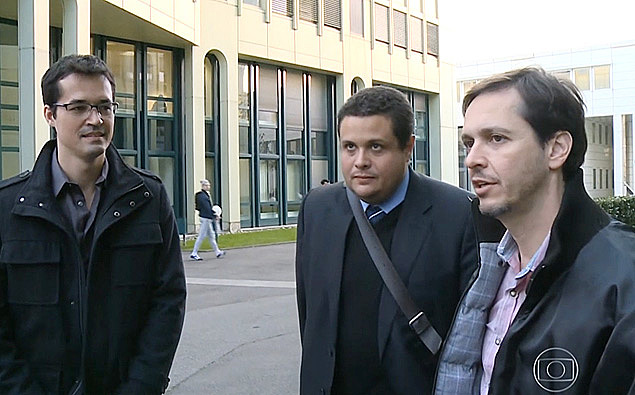 Os procuradores Deltan Dallagnol (esq.), Eduardo Pellela e Orlando Martello na Suíça