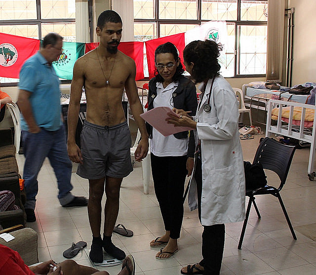 Leonardo Soares, one of the hunger strikers, during medical examination; health deteriorates as activists remain fasting