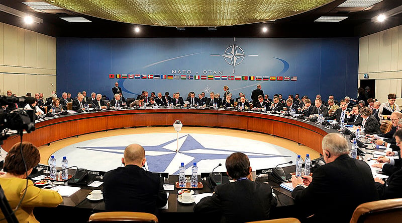 Líderes da Otan em reunião na sede da organização, em Bruxelas, na Bélgica