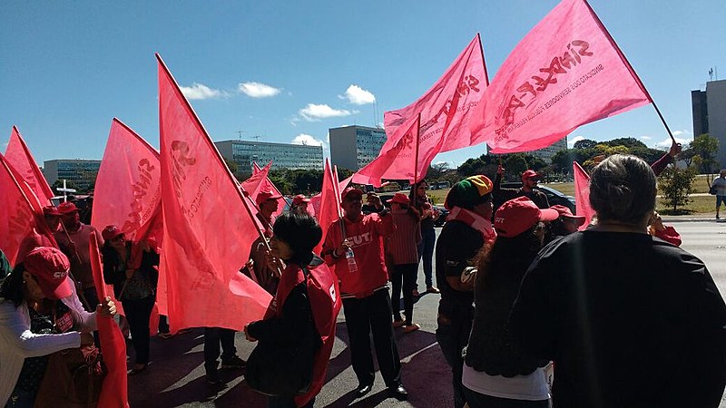 Manifestantes na Esplanada dos Ministérios, em Brasília (DF)