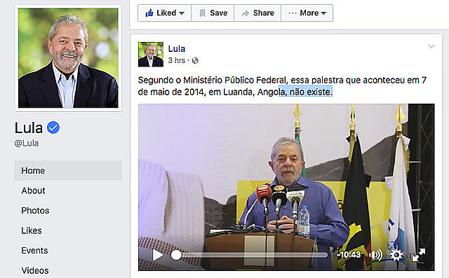 Lula responde a las acusaciones en palestra suministrada en Angola
