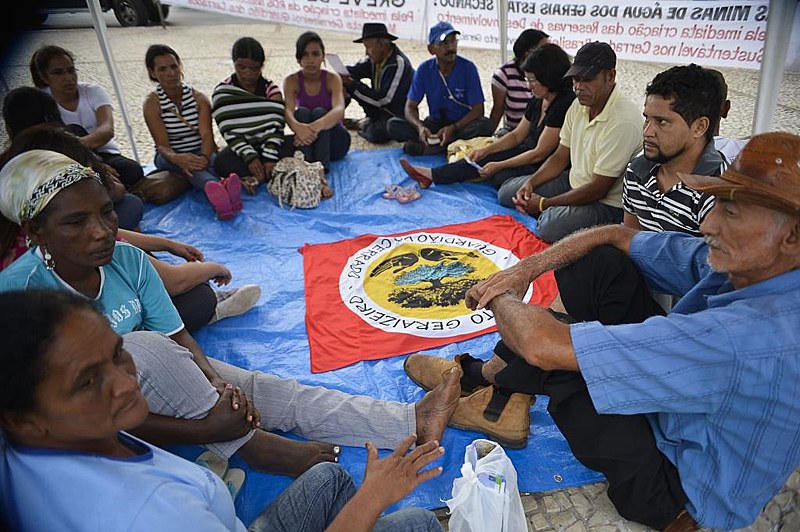 Representantes de povos tradicionais durante greve de fome em Brasília, em 2014, por criação de reserva sustentável em MG