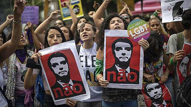 Demonstration against Jair Bolsonaro during election process in Rio de Janeiro
