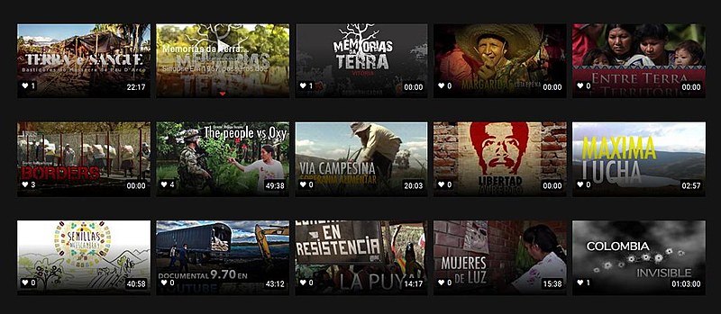 Na categoria "Luta Pela Terra" estão produções brasileiras como "Terra e sangue" e "Margaridas, luta e pé na estrada"