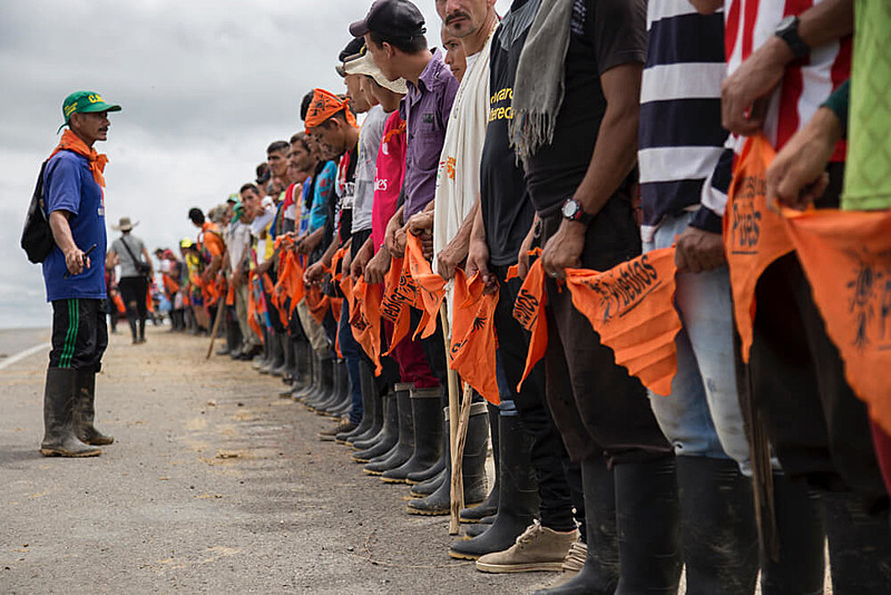 Camponeses na região de Catatumbo durante a última greve nacional, realizada em 2016