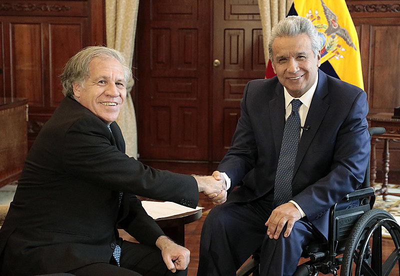 O presidente do Equador, Lenín Moreno, se reúne com o Secretário-Geral da Organização dos Estados Americanos (OEA), Luis Almagro