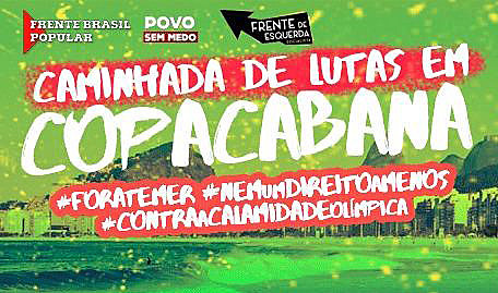 ‪#‎ForaTemer, ‪#‎NemUmDireitoaMenos, #‎ContraaCalamidadeOlímpica