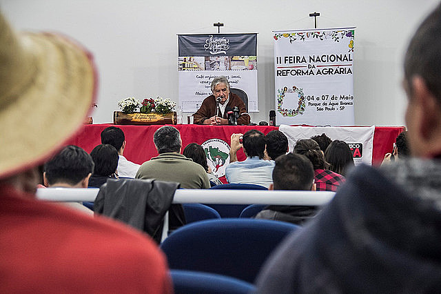 Ex-presidente de Uruguay José Mujica participa de rueda de prensa con periodistas en la Feria Nacional de la Reforma Agraria