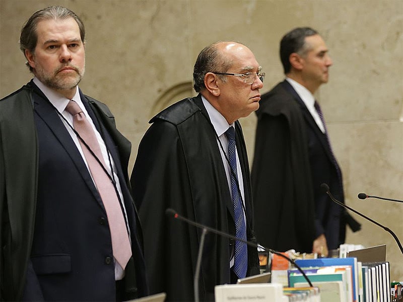 Dias Toffoli (esq.) é conhecido por adotar posições próximas às de Gilmar Mendes (ao centro)