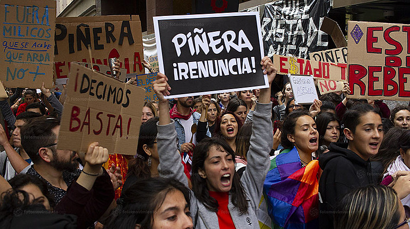 Manifestação na Espanha em apoio aos protestos chilenos