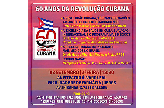 Debate ocorre no dia 2 de setembro, na Faculdade de Farmácia da UFRGS
