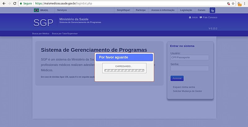 A reportagem permaneceu por mais de 30 minutos aguardando para acessar as informações da página na internet, sem êxito.
