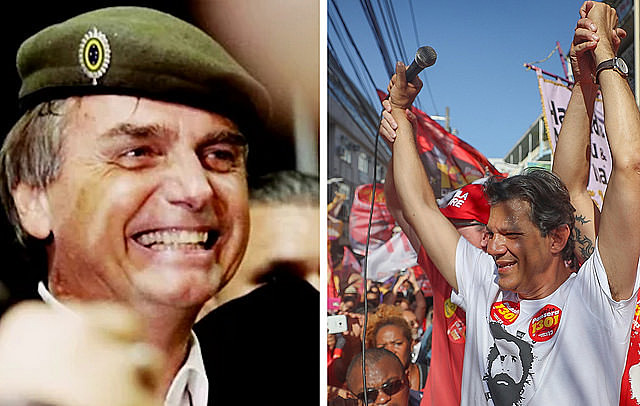 Jair Bolsonaro (PSL) e Fernando Haddad (PT) devem disputar segundo turno no dia 28 de outubro