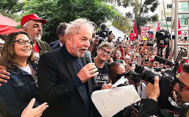 Brazilian ex-president delivered a speech to supporters immediately after he was released from prison after being incarcerated for 580 days