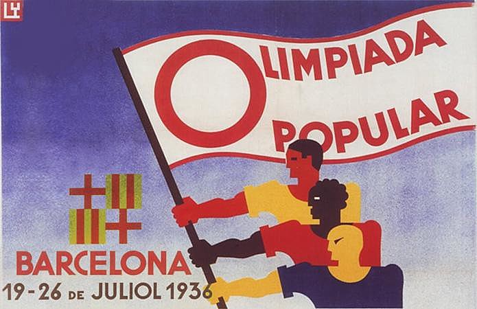 Arte produzida para a divulgação da Olimpíada Popular de 1936.