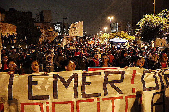 Actos por el "Fuera, Temer"en São Paulo marcaron todo el 2016