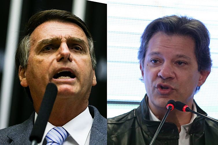 Fernando Haddad (PT) e Jair Bolsonaro (PSL) se enfrentam no segundo turno das eleições presidenciáveis, dia 28 de outubro
