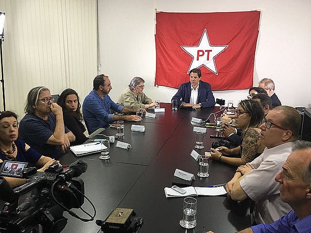 Haddad, a former minister of Education and now presidential candidate, took part in press conference at the Lula Institute in São Paulo