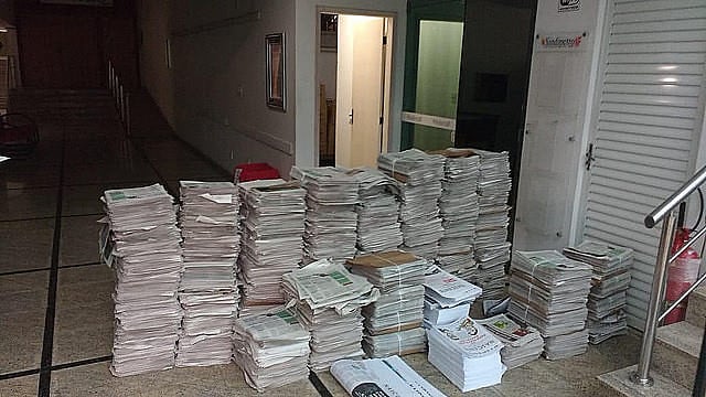 Jornais foram confiscados pelo TRE na sede do Sindicato dos Petroleiros do Norte Fluminense