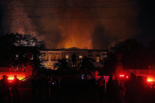 A huge blaze swept through Brazil's National Museum on Sunday night; building did not meet modern fire safety requirements