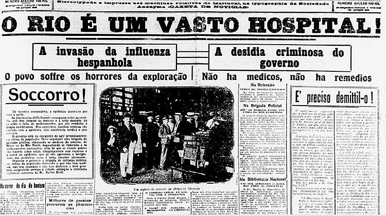 capa de jornal 1918 gripe espanhola