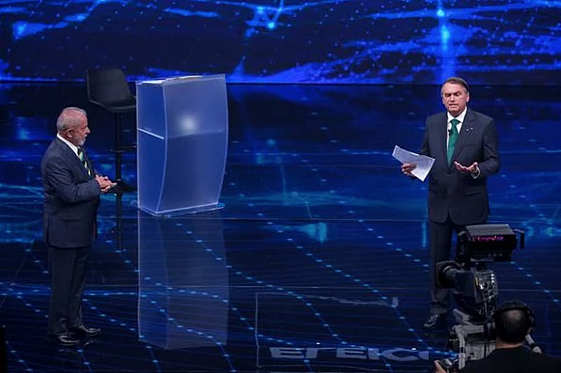 Lula e Bolsonaro se enfrentam pela primeira vez em um debate direto, no domingo, 16 de outubro
