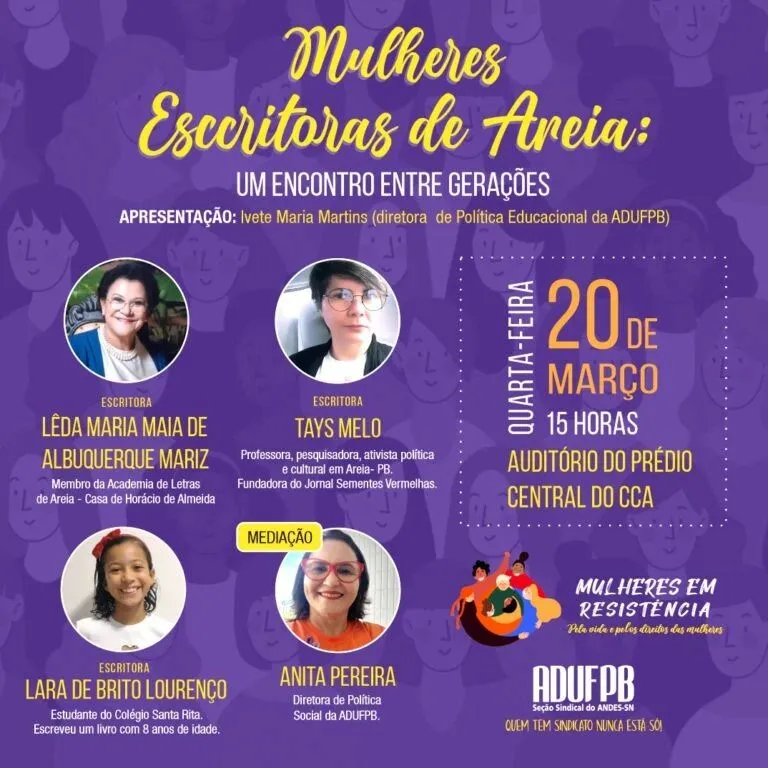 Mulheres e literatura: ADUFPB promove encontro de escritoras de diferentes gerações