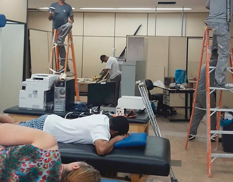 Reforma do setor acontecia enquanto atendimentos aos pacientes da ala de fisioterapia eram realizados