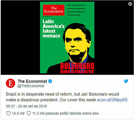Ao contrário da imprensa nacional, veículos internacionais trataram Bolsonaro como ameaça