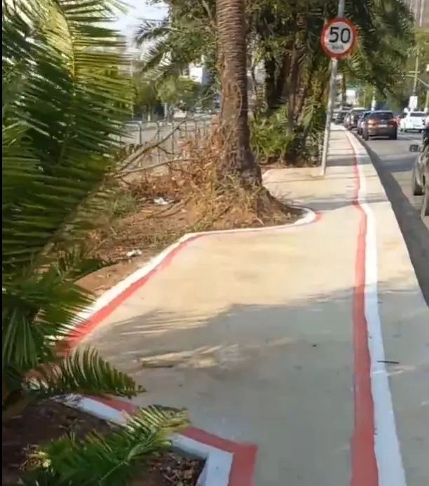 Ciclovia Abraão Ribeiro na Barra Funda, entregue em outubro de 2024, ainda apresenta interferências.