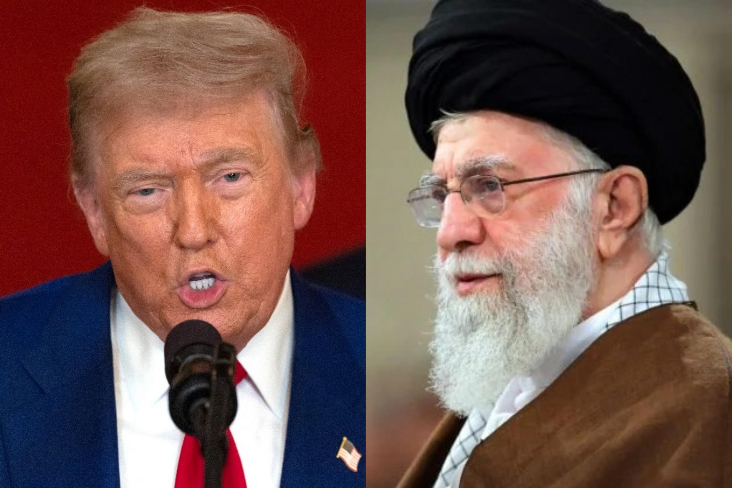 Donald Trump, presidente dos EUA, e Ali Khamenei, líder supremo do Irã