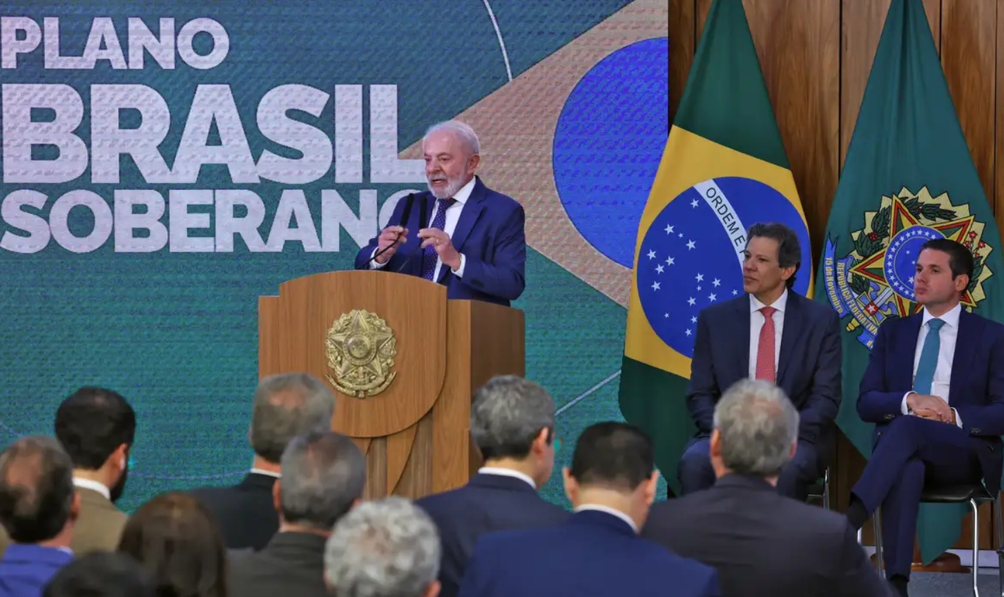 Presidente da República, Luiz Inácio Lula da Silva, durante cerimônia de assinatura da Medida Provisória “Brasil Soberano"
