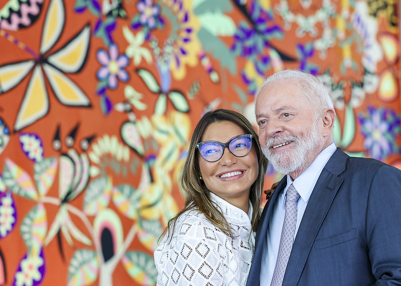 Lula e a primeira-dama Janja foram entrevistados pelo podcast Papo de Crente, no Palácio da Alvorada