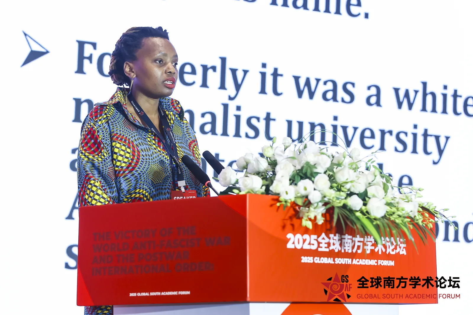 Naledi Mkhize durante o III Fórum Acadêmico do Sul Global em Xangai, onde mais de 200 pesquisadores de 30 países debateram estratégias de cooperação internacional