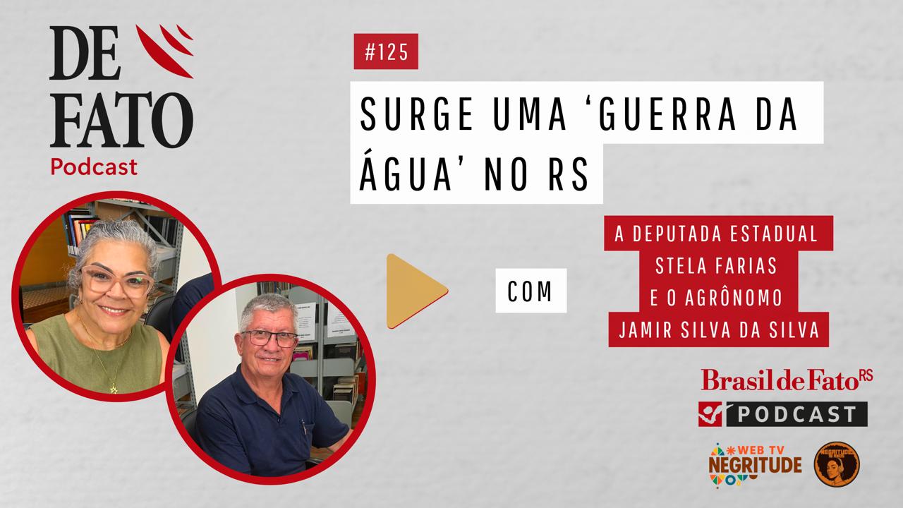 Card traz fotos dos entrevistas do podcast, a deputada estadual Stela Farias e o agrônomo Jamir Silva da Silva