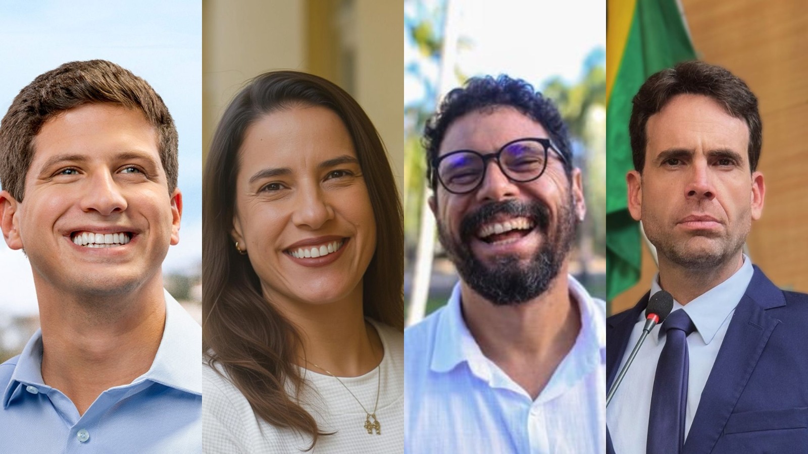 João Campos (PSB), Raquel Lyra (PSD), Ivan Moraes (Psol) e Eduardo Moura (Novo) são os pré-candidatos ao Governo de Pernambuco