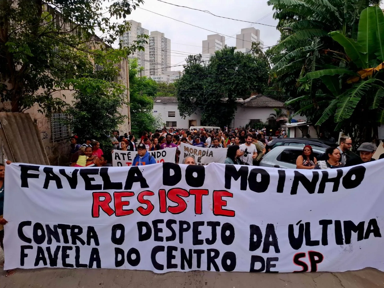 Manifestação de moradores da Favela do Moinho