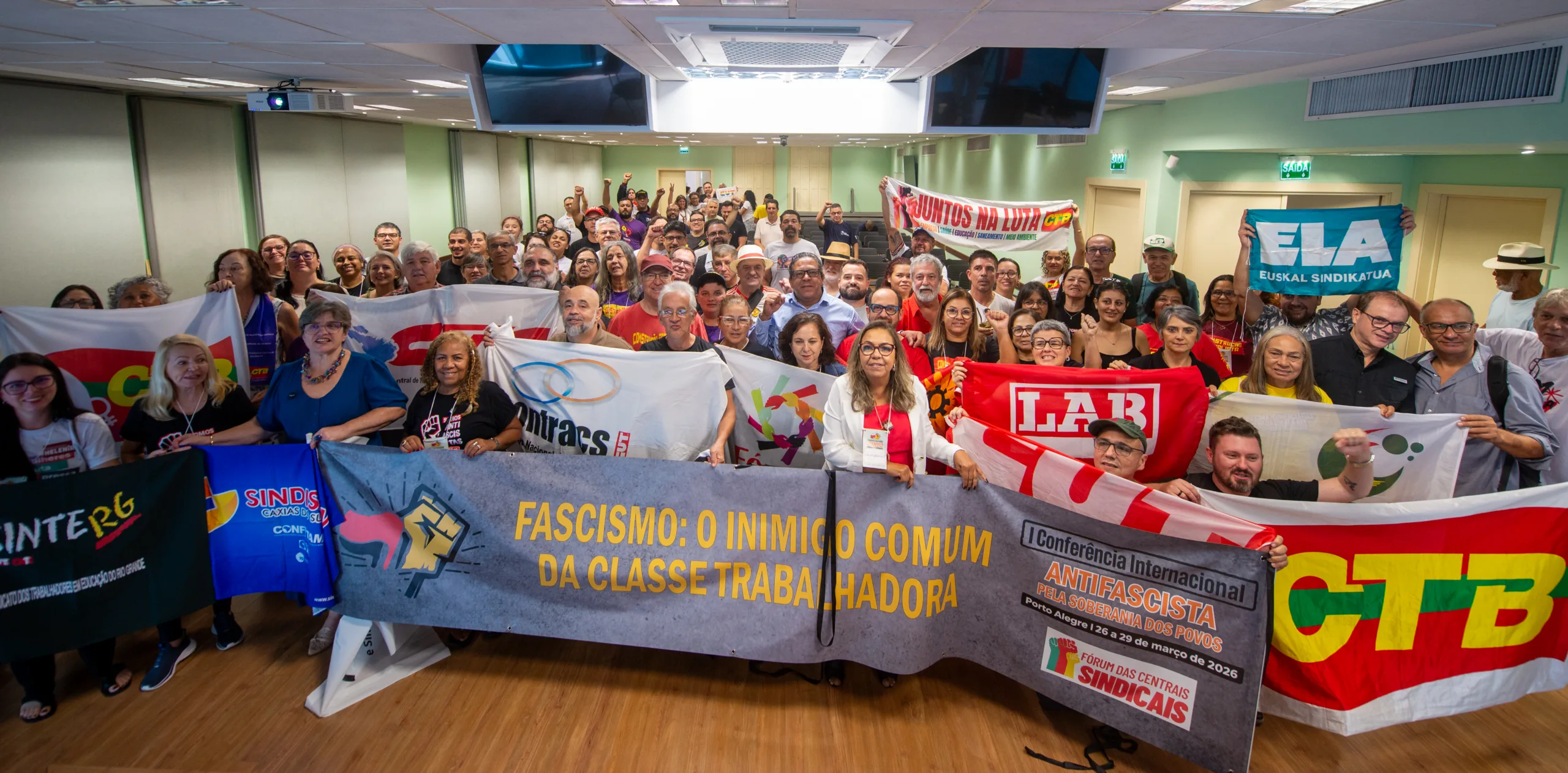 Atividade promovida pela CUT-RS intgegra a 1ª Conferência Internacional Antifascista pela Soberania dos Povos
