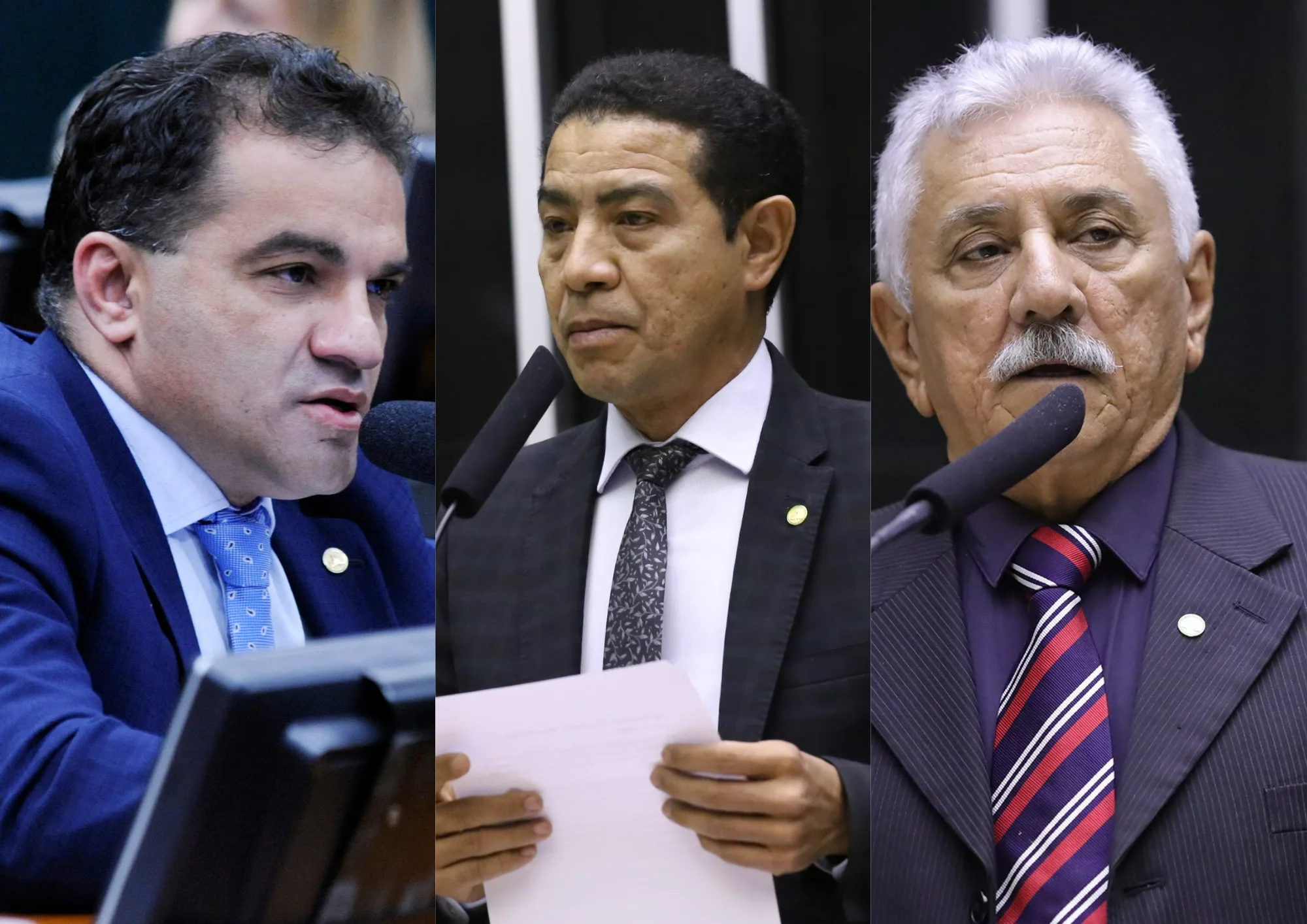 Da esquerda para a direita: os parlamentares Josimar Maranhãozinho (PL-MA) e Pastor Gil (PL-MA), e o ex-deputado João Bosco Costa (PL-SE).