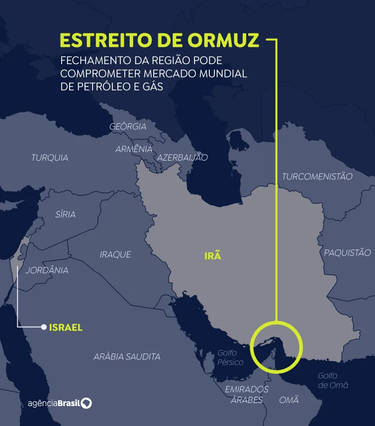 Mapa Estreito de Ormuz Mapa Estreito de Ormuz - Arte/EBC