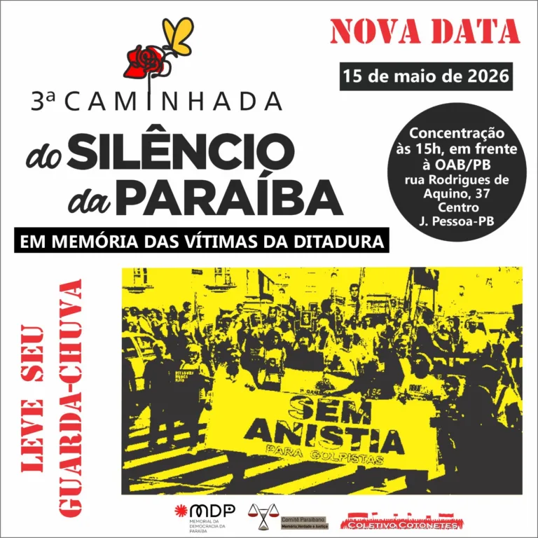 Caminhada do Silêncio 2026 mobiliza João Pessoa em defesa da memória das vítimas da ditadura