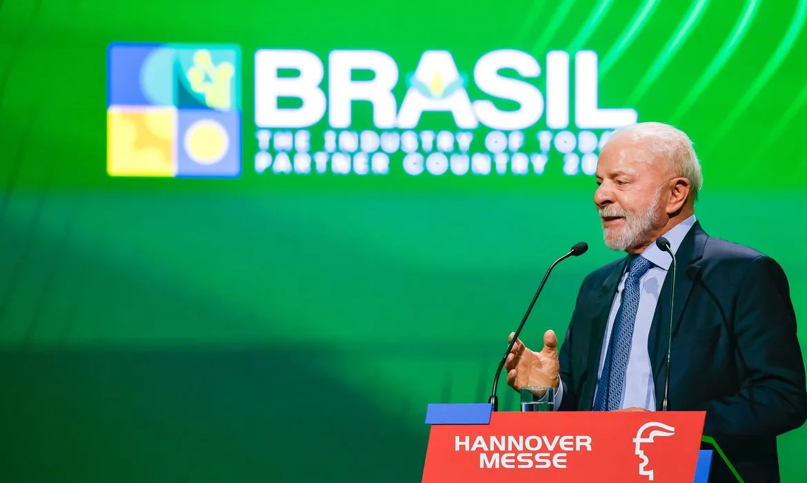 O presidente Lula no Encontro Econômico Brasil-Alemanha, em Hanôver