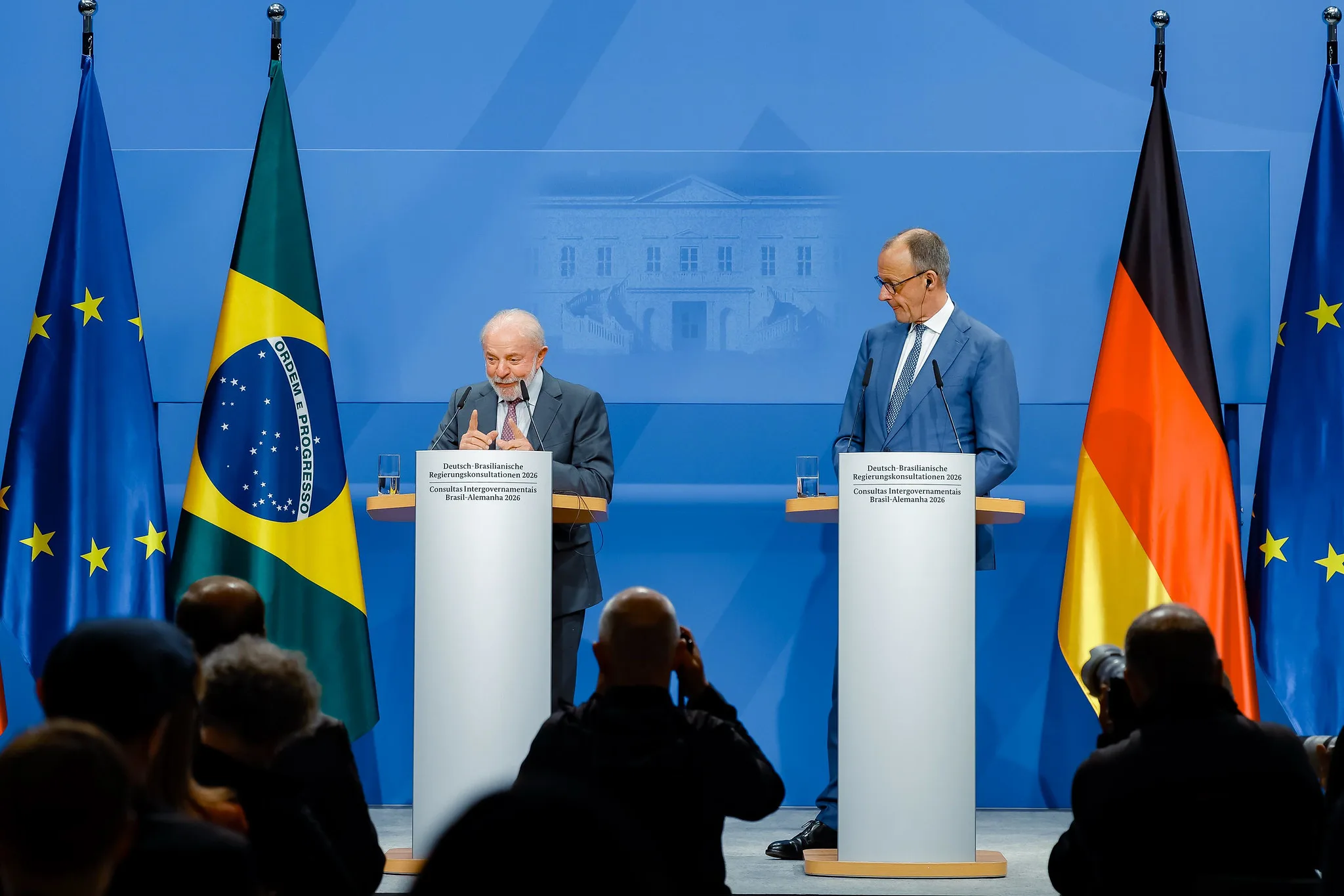 Presidente da República, Luiz Inácio Lula da Silva, durante Declaração conjunta à imprensa, no Palácio de Herrenhause, Alemanha
